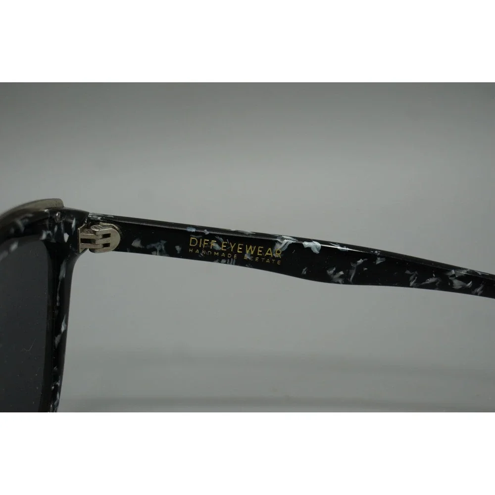 DIFF Eyewear Bella Sunglasses Black White Marble Tortoise Polarized Rose Lenses